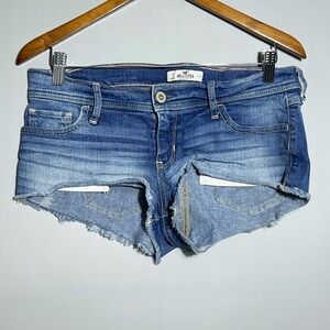 Hollister Low Rise Cut Off Denim Shorts Womens Size 9 Blue Mini Micro Booty